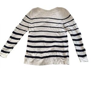 Talbots Navy and White Boat Neck Knit Sweater